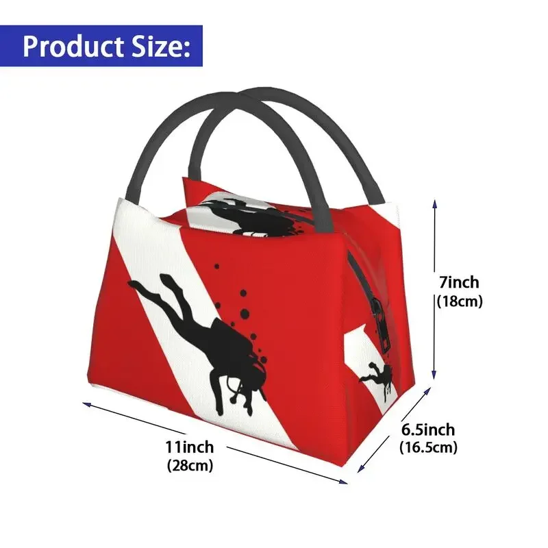 Scuba Dive Flag Bubble Insulated Lunch Bags for Women Diving Diver Resuable Thermal Cooler Food Lunch Box Hospital Office