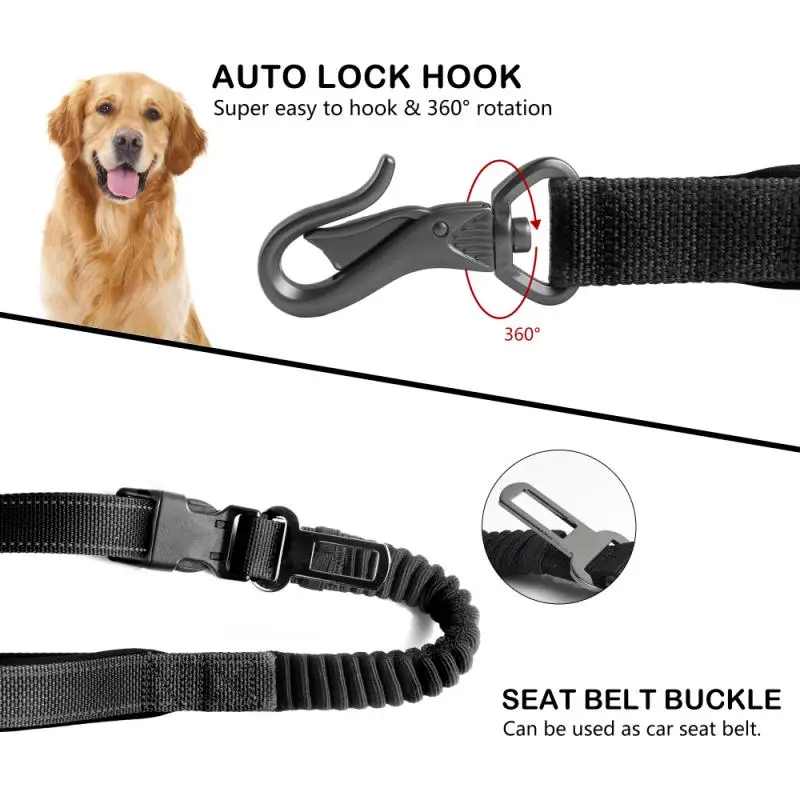 Retractable Hands Free Dog Leash for Walking Running Double Handles Elastic Cord Large Dog Waist Belt Traction Rope Pet Supplies