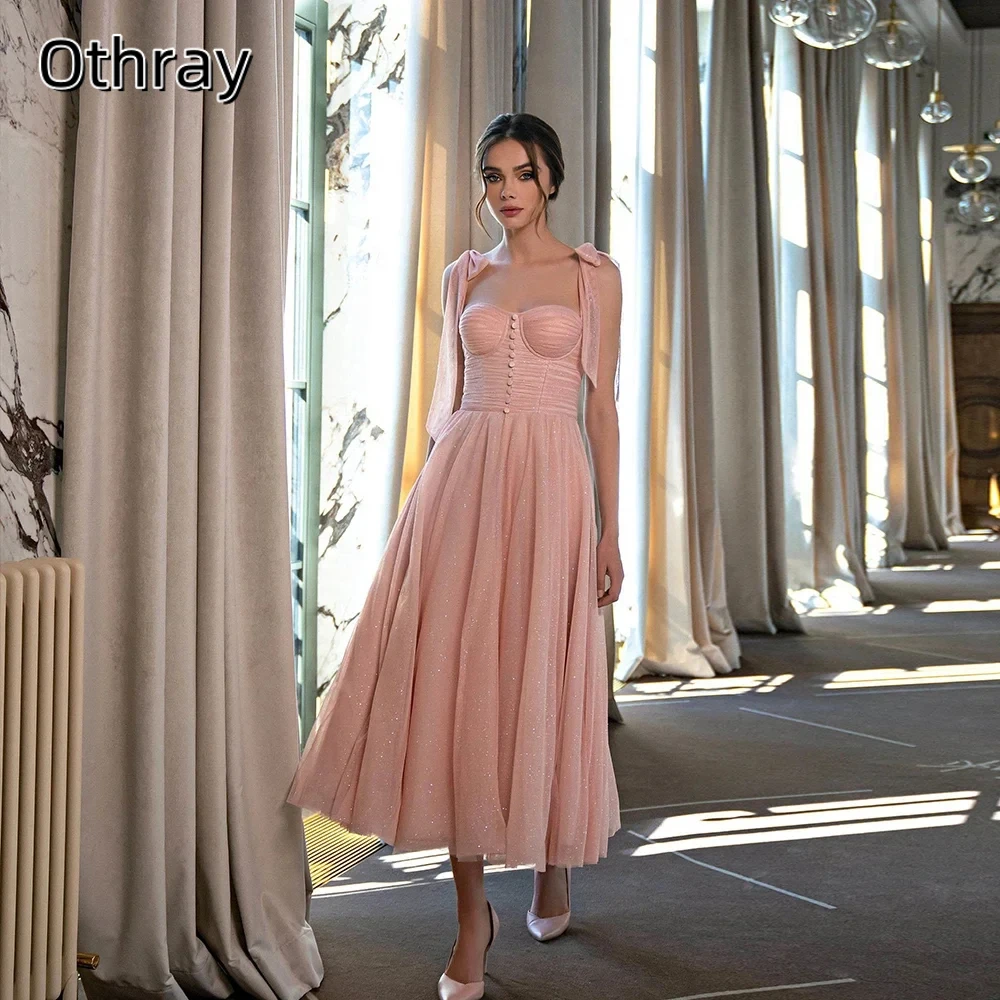 

Othray Sparkling Tulle A-line Cocktail Dresses Prom Gown Elegant Corset Back Gowns Formal Evening Long Luxury Occasion Wear