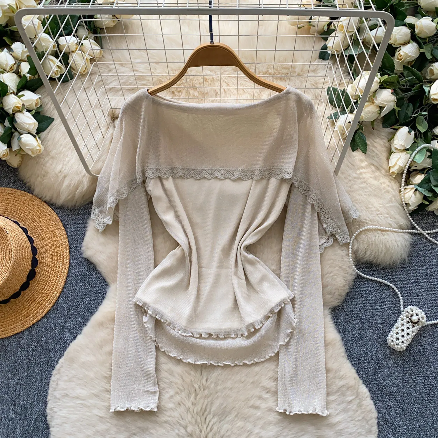 Blus Wanita Gaya Korea, dengan - Layered Necklace Set ulasan dan harga