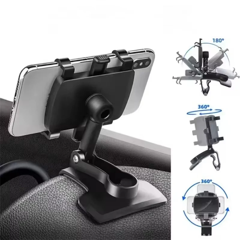 Dashboard Car Phone Holder ABS Mobile Phone Sun Visor Holder Auto Rear View Mirror Phone Support 360 Degree Rotation Accessories image 3