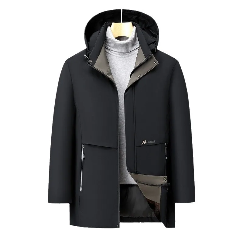 Men Winter Coat Cotton Coat Graphene Plus Velvet Thickened Dad Middle-aged and Elderly Warm Imitation Silk Cotton Padded Jacket