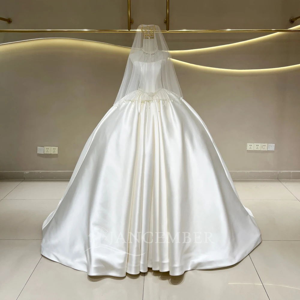 Customzied Ball Gown Wedding Dress Exquisite Strapless Satin Sleeveless Bridal Gown Bride Dresses vestidos de novia boda