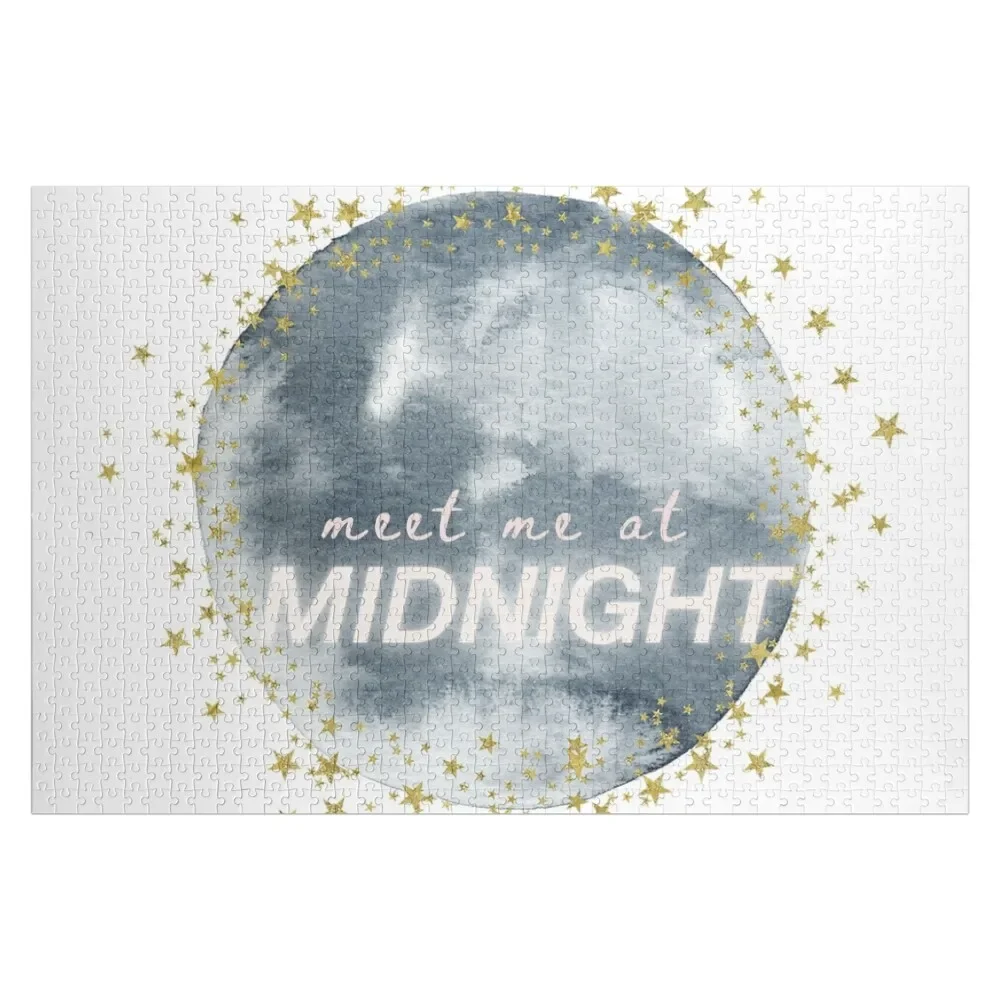 meet me at midnight watercolor starry moon Jigsaw Puzzle Toddler Toys Wooden Adults Puzzle