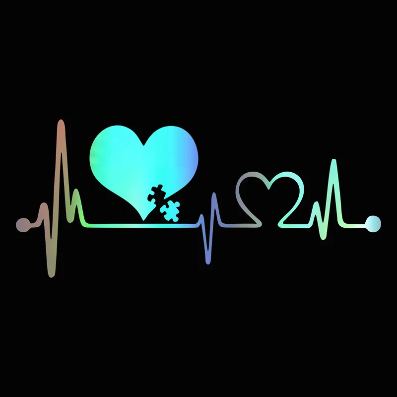 

16.6CM*7.2CM Autism Heart Beat Lifeline Creative Car Stickers Car Window Personality Decorative Accessories Car Styling Decals
