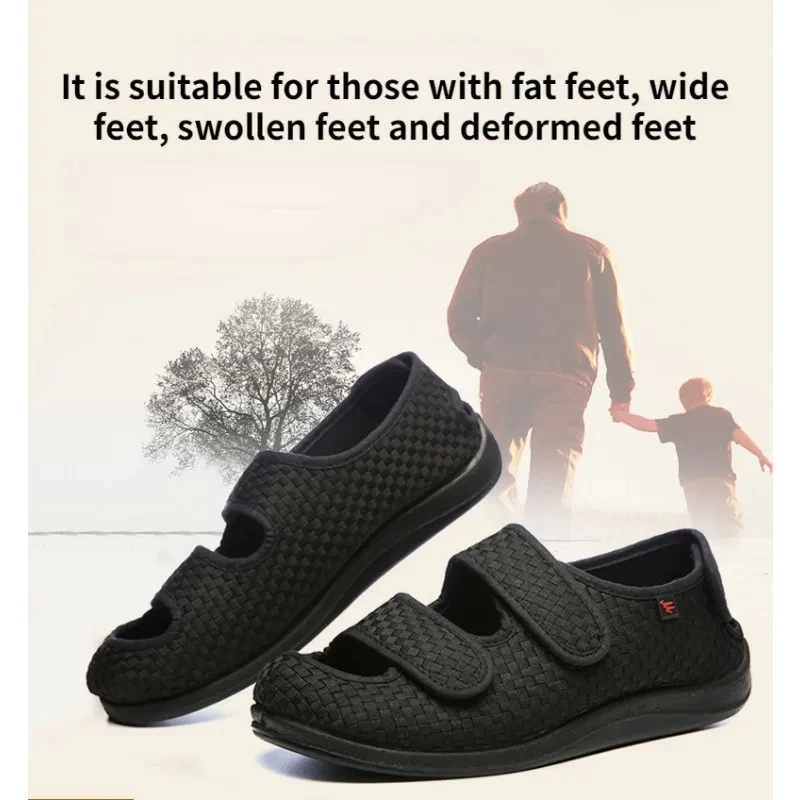 Adjustable Elderly Diabetes Widened Shoes Breathable Feet Swollen Fat Deformation Shoe Non-slip Thumb Valgus Care Sandals Unisex