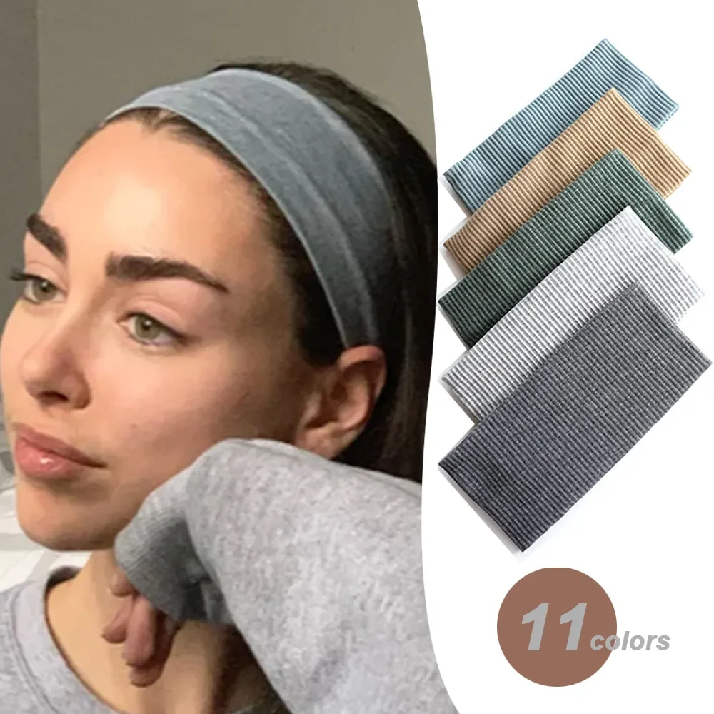 Damska opaska w jednolitym kolorze joga Knitting elastyczne opaski do włosów Turban makijaż obręcz do włosów Vintage Headwrap modne akcesoria do włosów