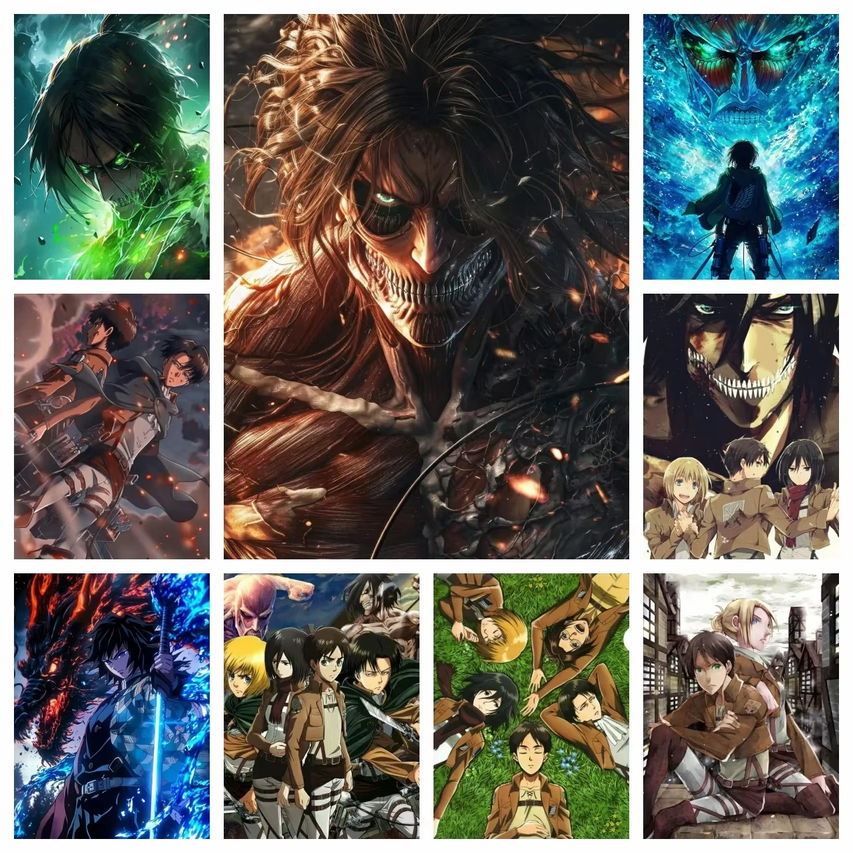 5D DIY A-Attack-on-Titan Japanisches Anime-Diamantmalerei-Set Diamant-Stickerei Kreuzstich Handgemachtes Geschenk Heimdekoration