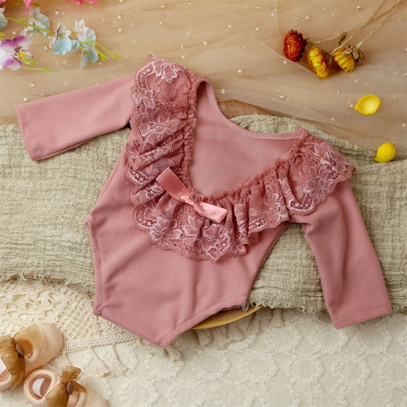 Baby Photo Clothing Lovely Princess Lace Jumpsuit Long Sleeve Romper Newborns Shower Party Elegant One-piece Photo Props 85LE