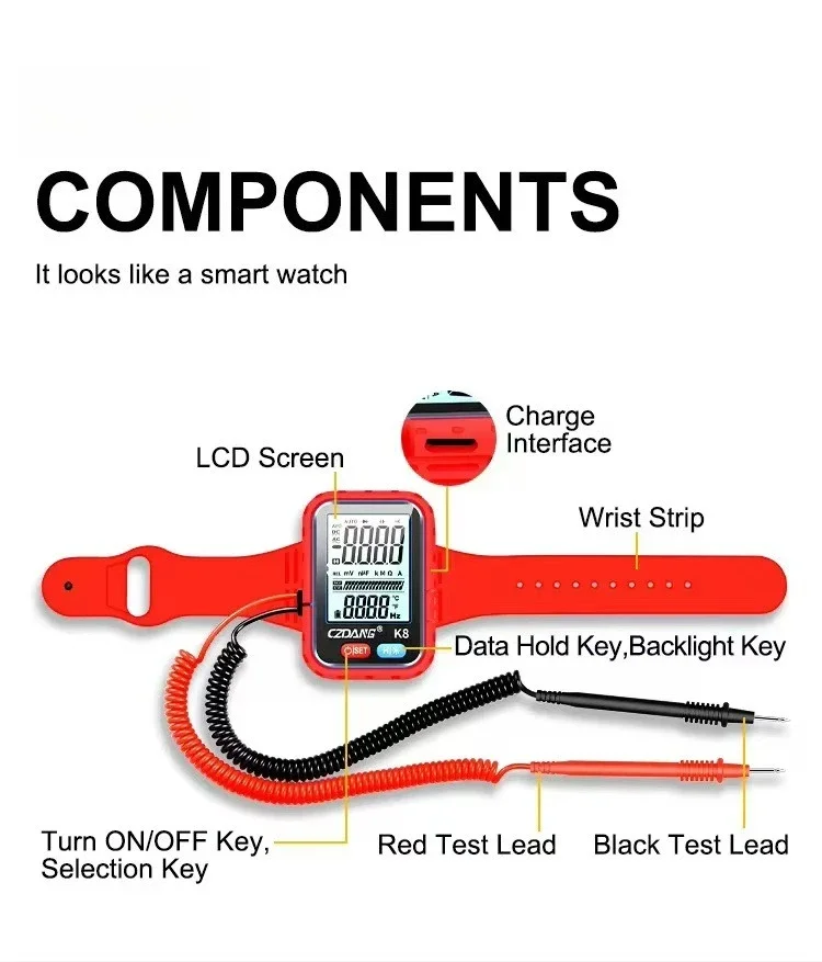 Utility K8 High-precision Digital Voltmeter Portable Intelligent Multi-function Universal Meter Aerial Work Wrist Multimeter