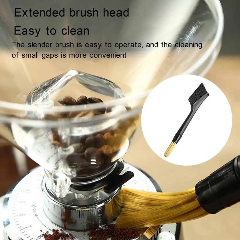 25cm Coffee Machine Nylon Cleaning Brush Dual Head Soft Bristles Coffee Grinder Dusting Brush Barista Cleaning Tool Bar Supplies