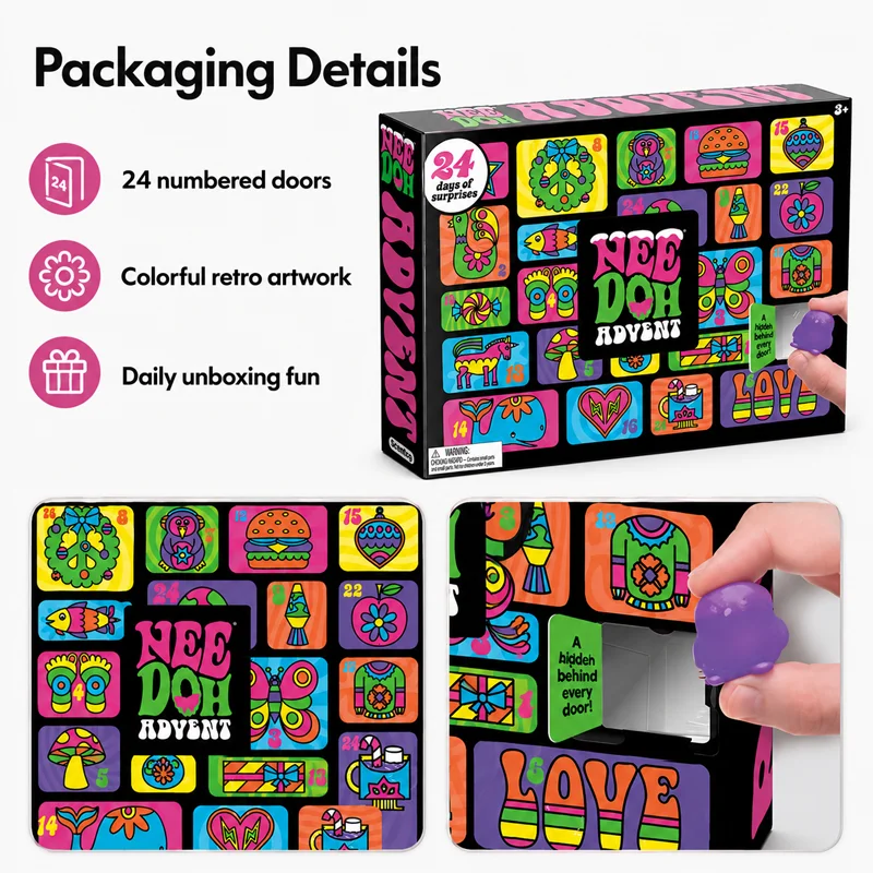 NeeDoh Kalender-Überraschungsbox, 24-Tage-Countdown bis Weihnachten, besondere Geschenkbox, geeignet für Familienfeiertagsgeschenke – Detail 3
