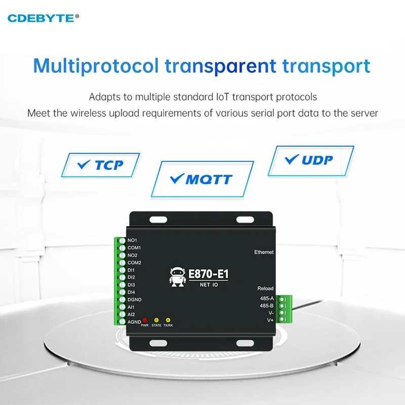 Imagem -03 - Controlador io de Gateway de Aquisição de Borda Ethernet Rs485 4di Mais 2do Mais 2ai Cdebyte E870-e1 Tcp Udp Mqtt Protocolo Modbus dc 828v