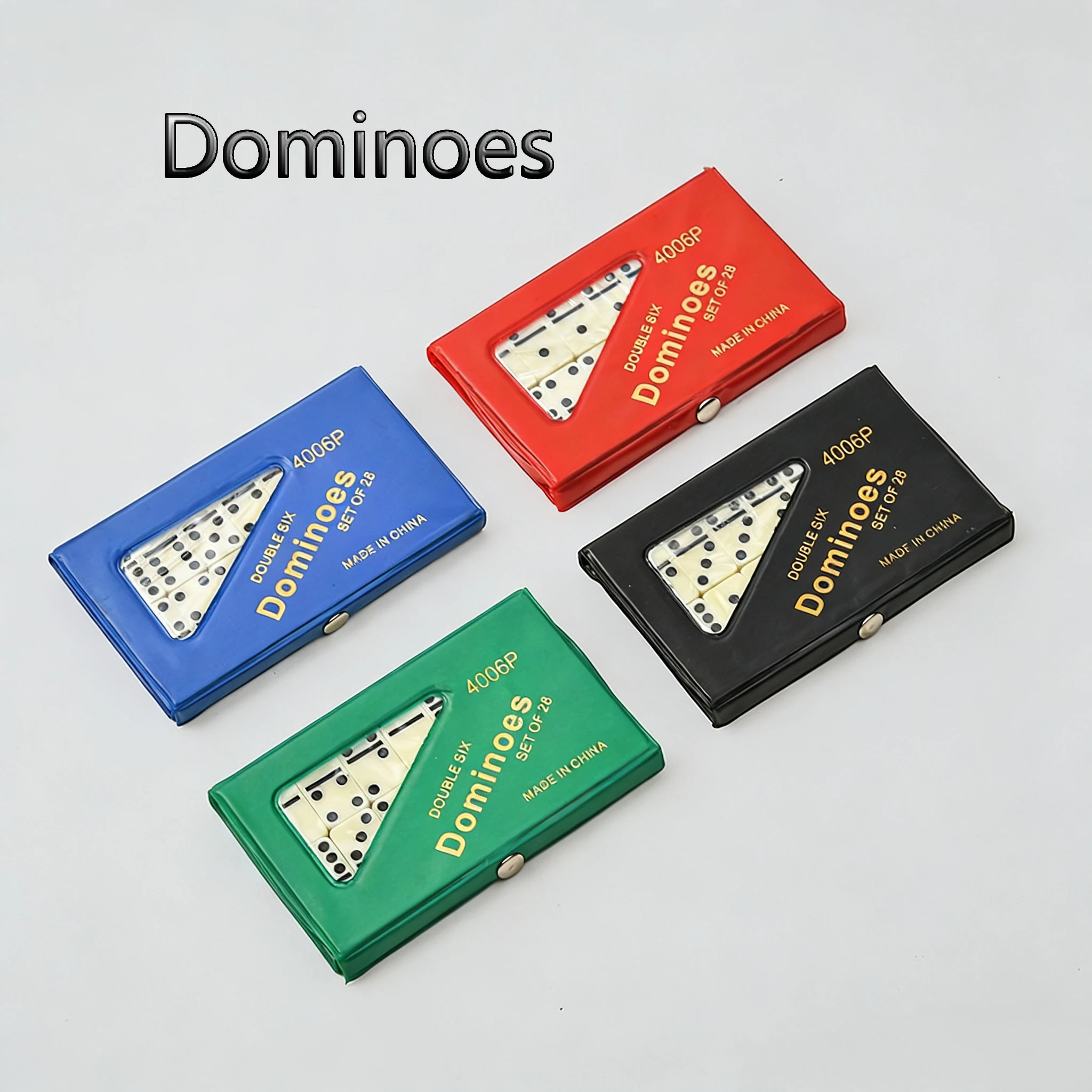 

Four-Color Boxed Dominoes Double Sixes PVC Box Yellow Tooth Bone Cards Classic Tabletop Board Game for Family Party Gaming Enter