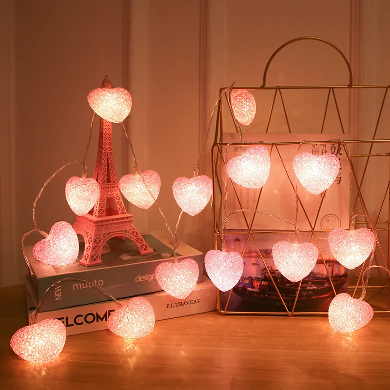 Luzes LED Love Heart String para o Natal, luzes de fadas românticas, decoração de casamento, festa, rosa girl, xmas guirlanda