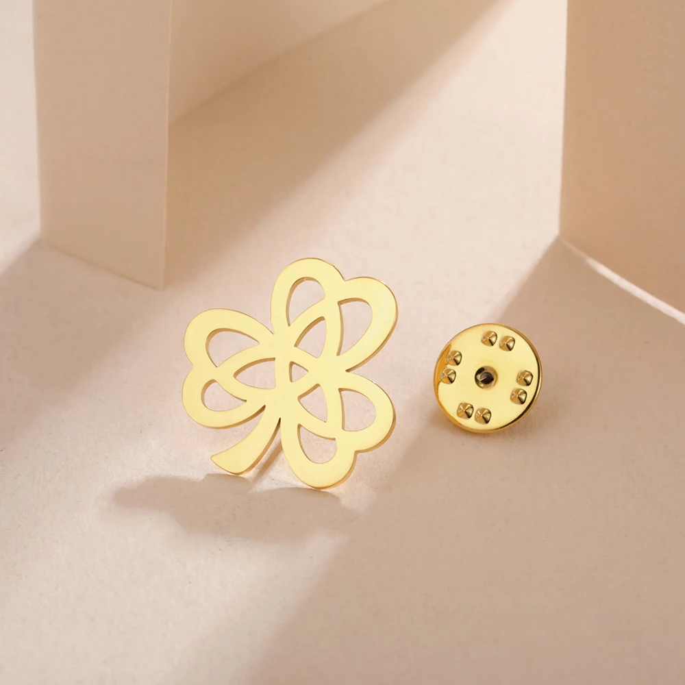 Dawapara Kleeblatt-Brosche mit Kleeblatt, Dreifaltigkeitsknoten, irisches Glückssymbol, St. Patricks Day, Edelstahlschmuck – Detail 23