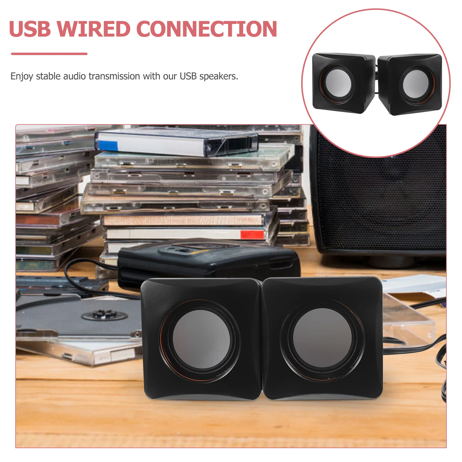 

1 Pair Mini Usb Computer Speakers Portable Desktop Audio For Laptop Pc Home Office Gaming Plug-In Small Speaker