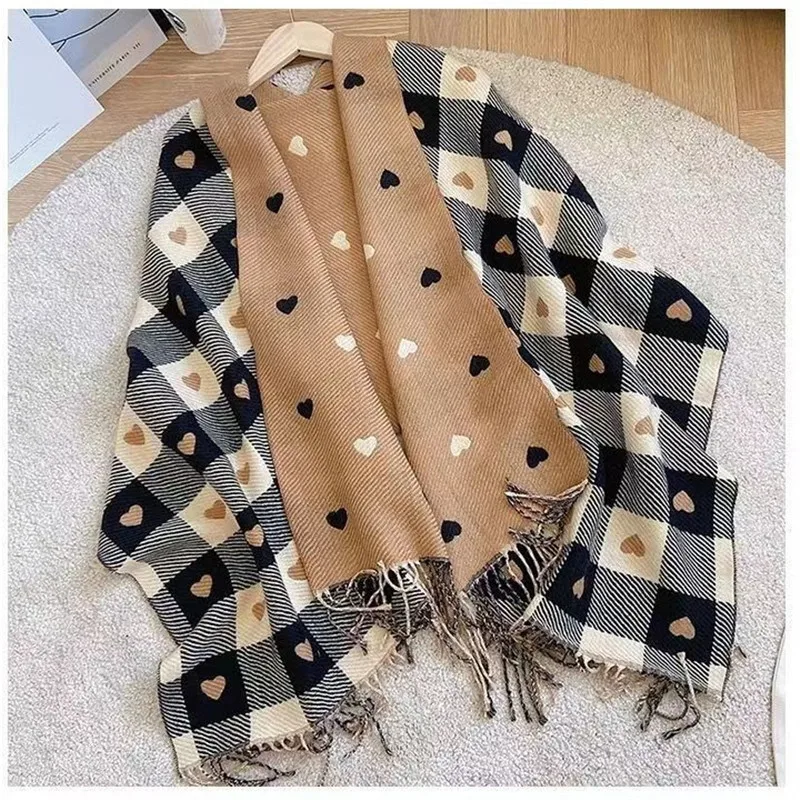 2023 New Winter Scarf Cashmere Brand Women Shawl Luxury Plaid Thick Warm Pashmina Wrap Hijab Foulard Bufanda Female Stoles