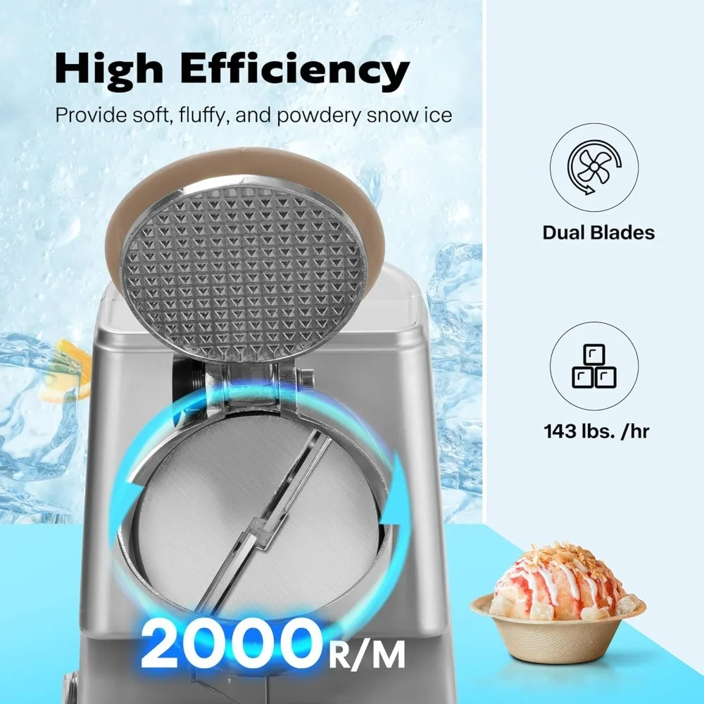 Slush Machine,11 Inch, 300W 2000 Rpm, Snow Cone Maker Machine Silver Electric With Ice Pick, Home Commercial Use, Slush Machine