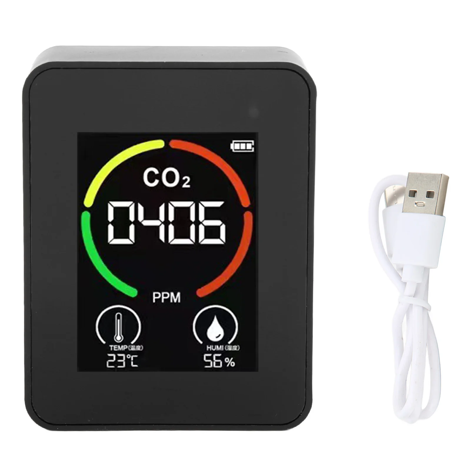 CO2 Detector Air Quality Monitor TVOC Tester USB Charging Thermometer Hygrometer 3 in 1 Digital Air Quality Monitor for Home