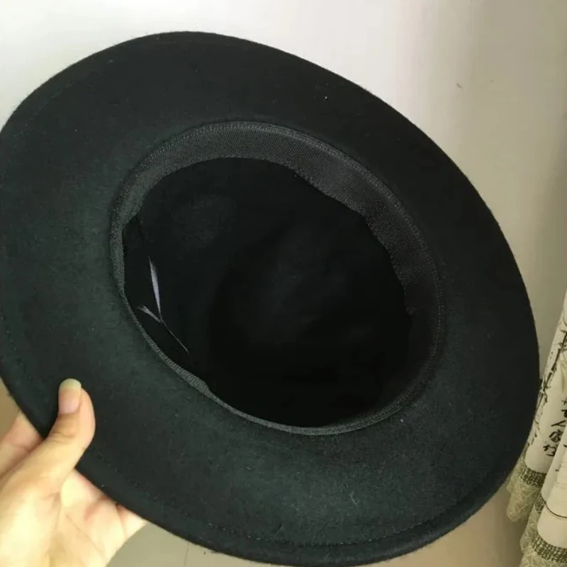 2025 New Winter Pharrell Hat Felt Fedora Hat for Woman Men Hats Black Top Hat Male 100% Australia Wool Cap Gift Fashion Magician