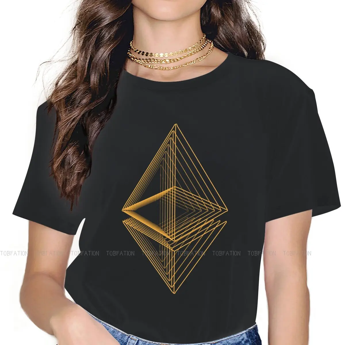 Ethereum Gold Modern Typography Women TShirt Crypto Coin Girls Basic Tops 4XL Cotton Female T Shirt Funny Hipster Gift