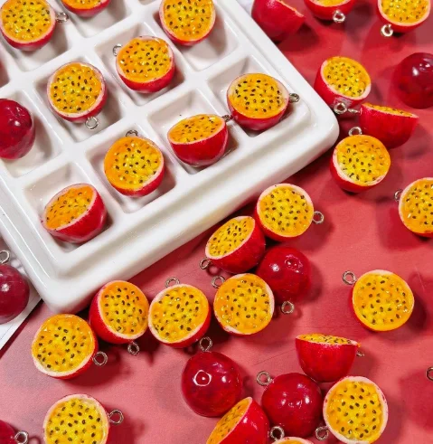 Lot 10 Pcs Resin passion Fruit  Charms Jewelry Making  Earrings Pendants Necklaces Bracelets DIY Accessories gift