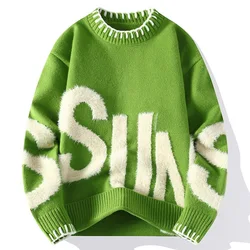 New Fashion Men Outwear O-neck Knitted Pullover Sweaters Man Loose Casual Sweaters Quality Male Pullovers Winter Clothing 4XL