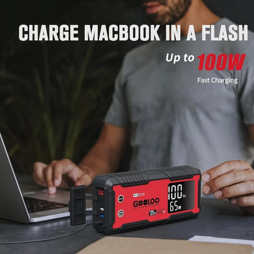 GOOLOO GT4000 Car Jump Starter 4000A 100W شحن سريع 12V SuperSafe بطارية محمولة معززة مع -40 ℉   تقنية التسخين المسبق،