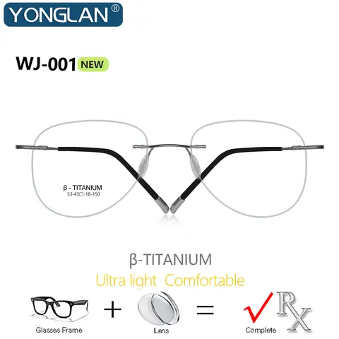 NEW β Titanium Transition Aviation Sunglasses Photochromic Prescription Glasses Rimless Eyeglasses Men Myopia Multifocal Glasses