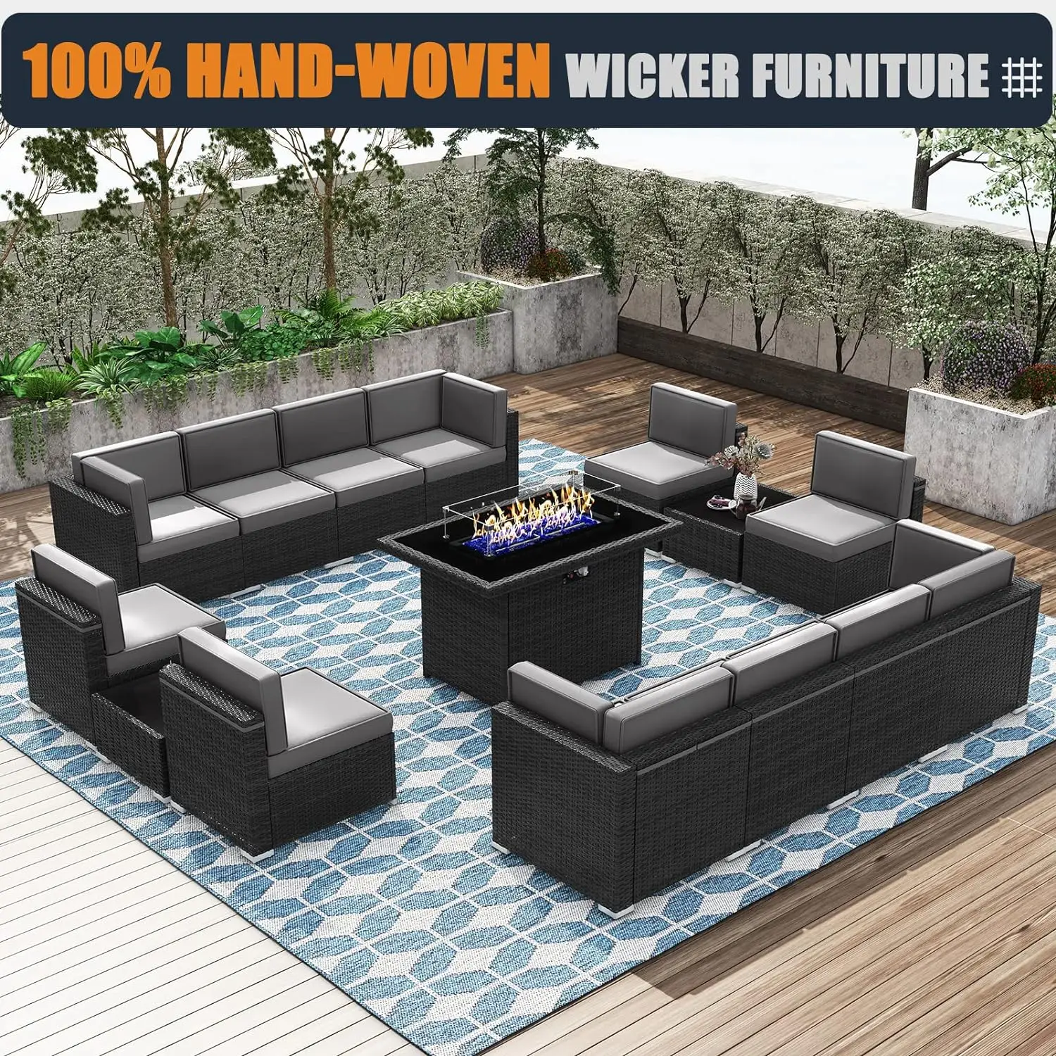 Patio Furniture Conversation Sofa Set with 44 