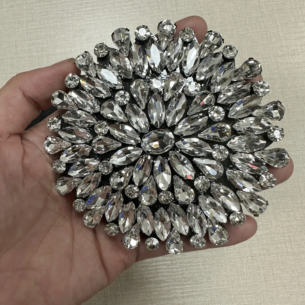 Shiny glass rhinestones round diamond flower decoration shoe upper accessories clothes bags shoes patch DIY
