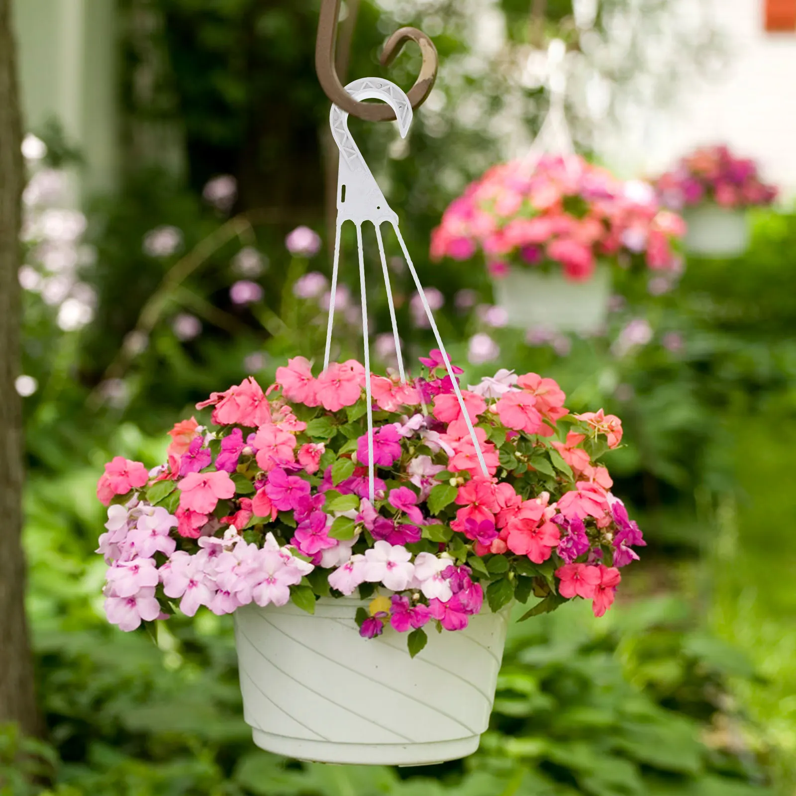 

5pcs Hanging Flowerpot Hooks 45cm White Sturdy Plastic Wall Mount Bedroom Balcony Garden Storage Practical Rotatable Easy