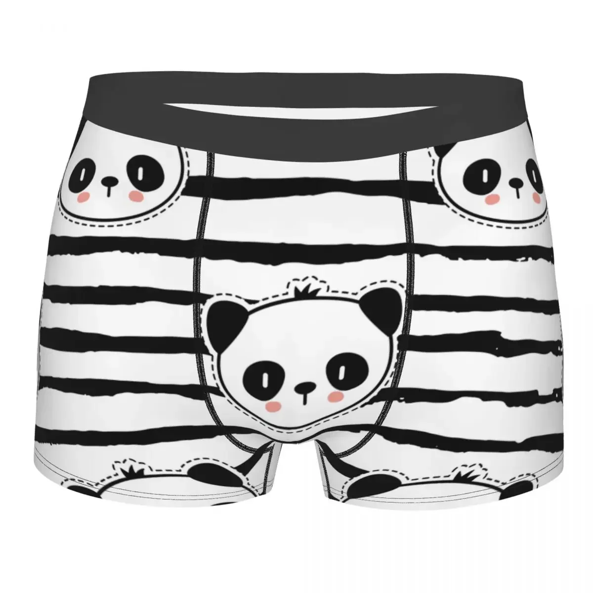 Mens Boxer Sexy Underwear Soft Long boxershorts Black And White Panda Bear Strip Pattern Underpants Male Panties