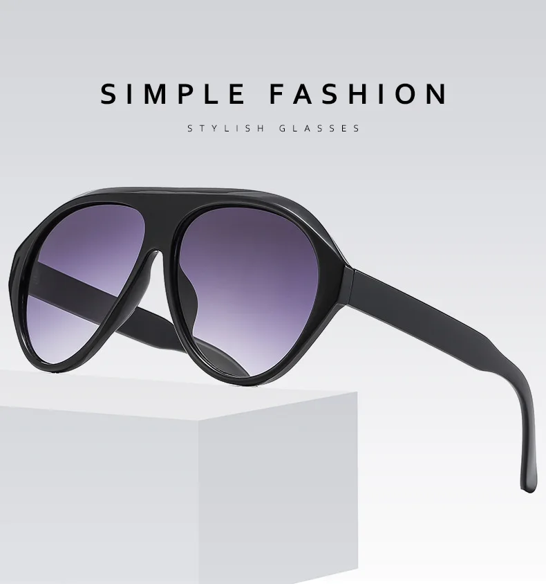 Piloten-Sonnenbrille mit großem Rahmen, Unisex, Übergröße, modische braune Sonnenbrille, Markendesign, Winterbrille – Detail 5
