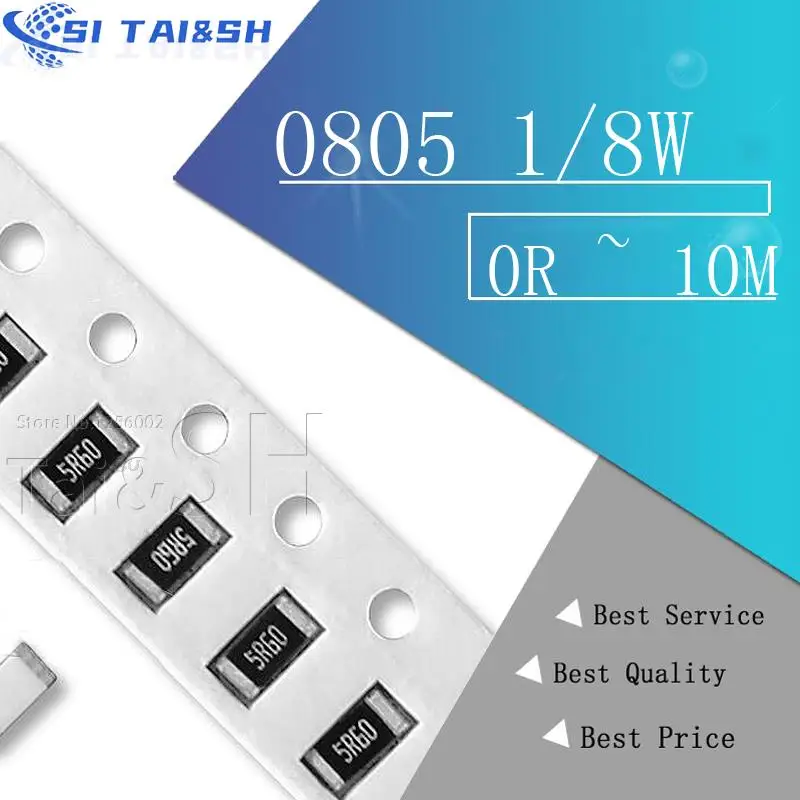 

100Pcs 0805 SMD 1/8W 0R ~ 10M chip resistor 0 10R 100R 220R 330R 470R 1K 4.7K 10K 47K 100K 0 10 100 330 470 ohm