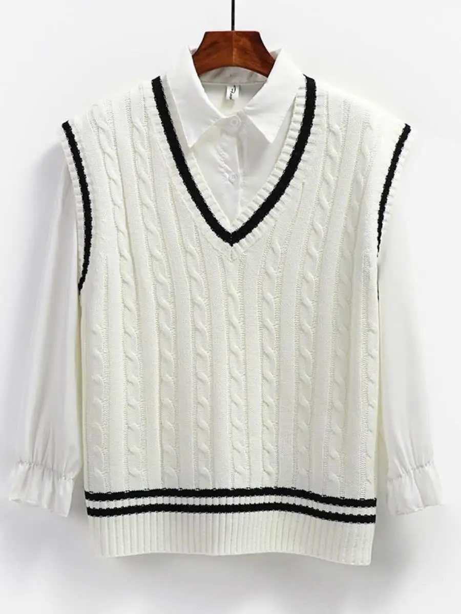 

Свободный вязаный свитер, жилет, женский осенне-зимний новый Sle V-Ne Svel, корейская версия, верхняя одежда для колледжа