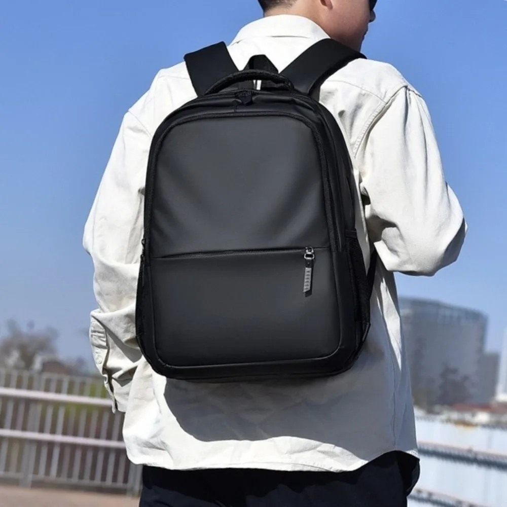 Fashionable Waterproof Backpack Polyester Solid Color Hiking Bag Portable Curved Shoulder Strap Student Backpack Daily Use