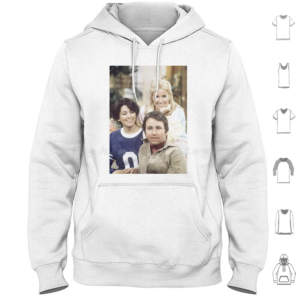 Three's Company Hoodie Cotton Long Sleeve Threes Company Jack Tripper Larry Janet Crissy Mr Frilly The Ropers Sitcoms 1970s