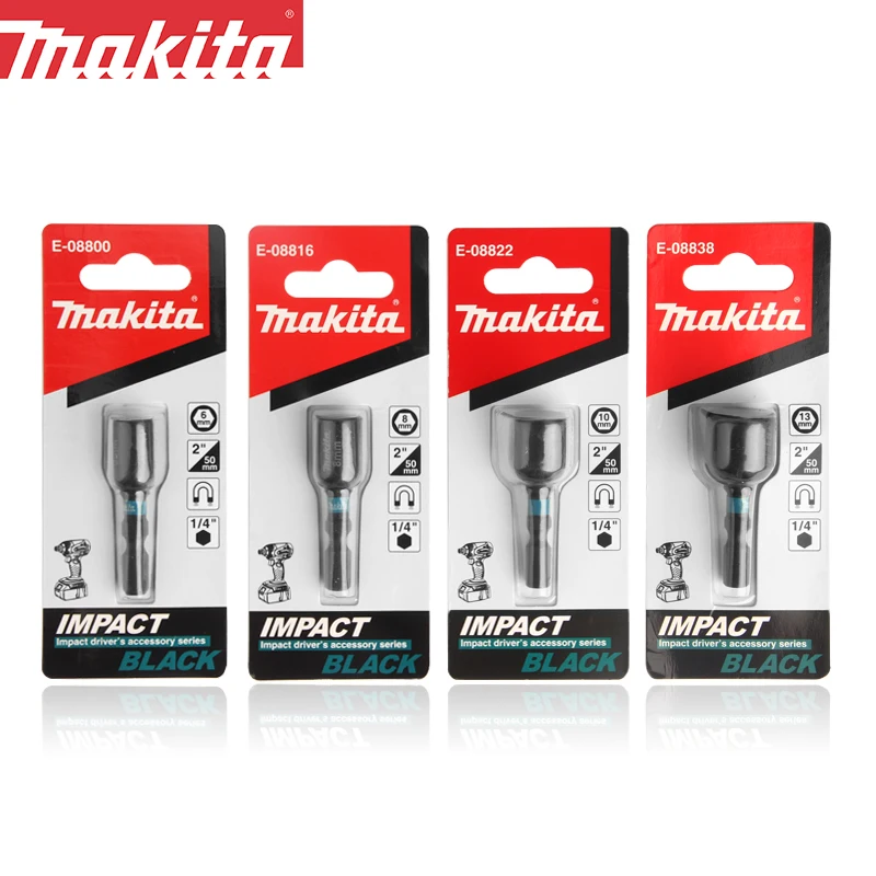 Makita-llave eléctrica de enchufe autorroscante, destornillador, juego de manga magnética fuerte, E-08800, E-08816, E-08822