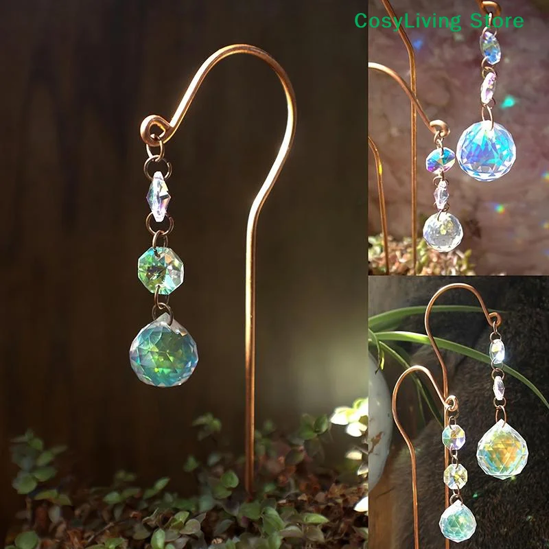 [CL]1Pcs Lawn Decoration Sun Catcher Crystal Ball Flower POTS Pile Plant Stumps Potted Plants Indoor Outdoor Hanging Decor[CL]