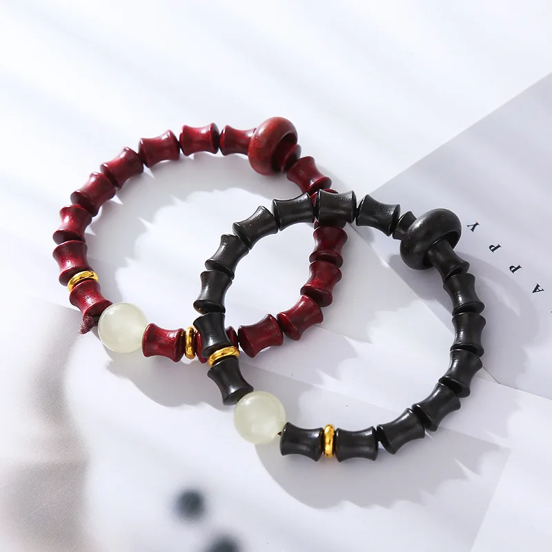 High-rise Sandalwood Retro New Chinese Ethnic Style Bamboo Bracelet for Men and Women National Style All-match Couple Beaded