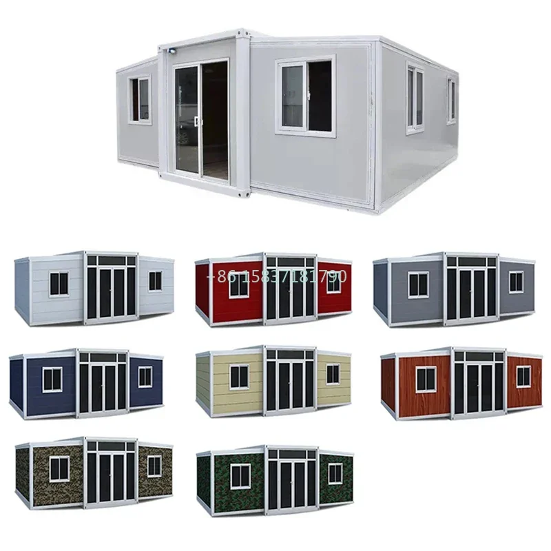 Factory Prefabricated Folding Prefab House Metal Structure Modular Mobile Tiny Homes Prefab Double Wing Folding House Container