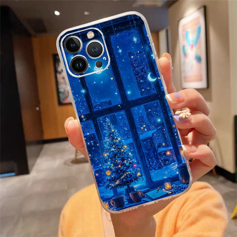 

Merry Christmas Tree Phone Case Carcasa Funda For iPhone 17 Pro Max Air 16 15 14 13 Pro Max 15 16 Pro 15Plus Case