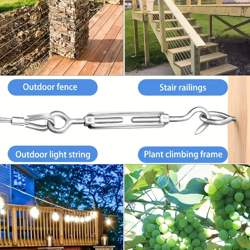 1個、付属品付き、コーティング付き2.0mmスチールワイヤーロープ、15/25/30/55mステンレススチールワイヤーロープセット、PVCコーティング - 耐久性のある304グレード、保管や整理に最適、物干し、物干し用