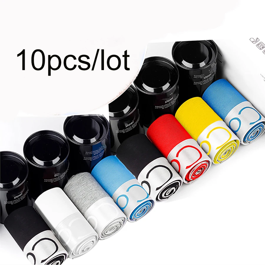 10pcs Brand Men\'s Underwear Underpants Pure Cotton Men Boxer Shorts Moisture Absorbent Elastic Male Panties трусы мужские