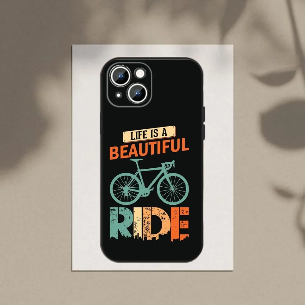 Funda de teléfono para bicicleta de montaña, carcasa negra de silicona para Apple iPhone 15,14,13,12,11,XS,XR,X,8,7,Pro,Max,Plus