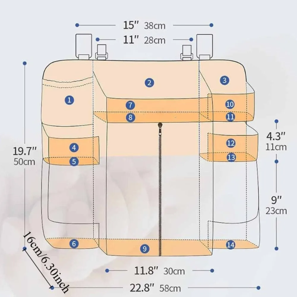 منظم حفاضات خالٍ من مادة BPA، حاوية حفاضات معلقة من البوليستر متعددة الجيوب مع لوح PVC قابل للتعديل لسرير مكدس حفاضات الحضانة #6
