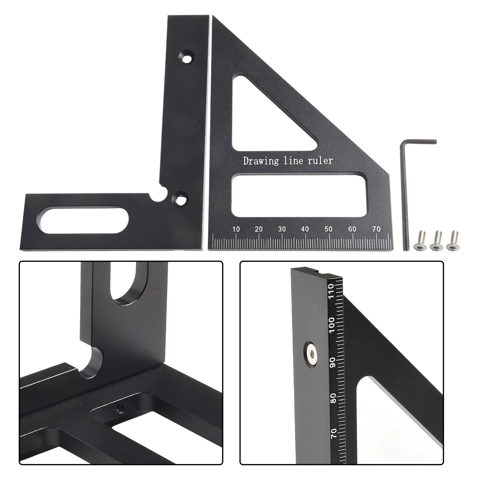 Transportador cuadrado de carpintero para carpintería, regla triangular de inglete, regla de medición de diseño multiángulo de 45/90 grados, 1 Uds.