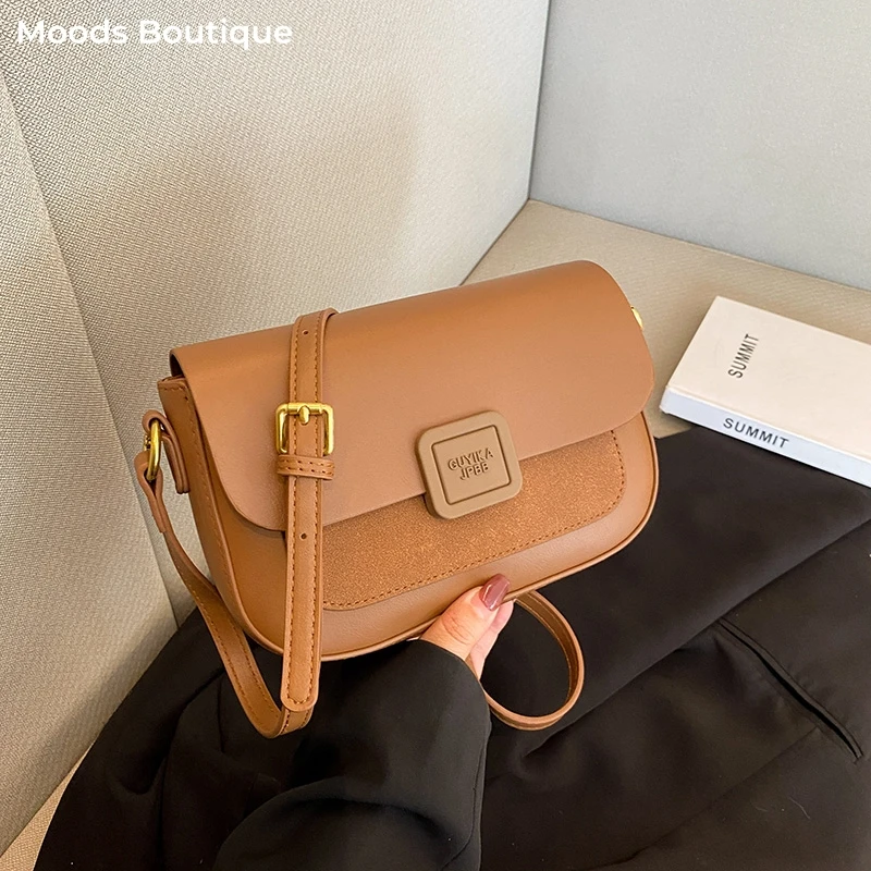 

MOODS Small Square Cross Body Messenger Bags For Women Casual Street Flap Shoulder Bag 2025 Autumn New Luxury Designer Handbags